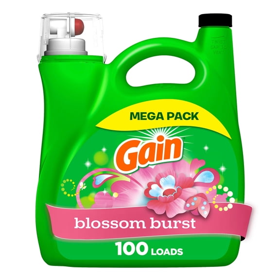 Gain Liquid Laundry Detergent, Blossom Burst Scent, Freshness + Odour Fighting, Laundry Detergent Liquid Soap, HE compatible, 4.25 Litres, 100 Wash Loads