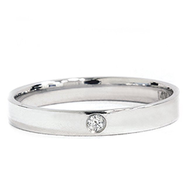 Bague de Promesse de Mariage Solitaire Ronde Plate de 3 mm en Or 14 K avec Diamant Hautement Poli