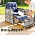 thumbnail image 4 of Outsunny 5 Piece Patio Furniture Set with Ottomans Cushions, Grey/Dark Blue, 4 of 10