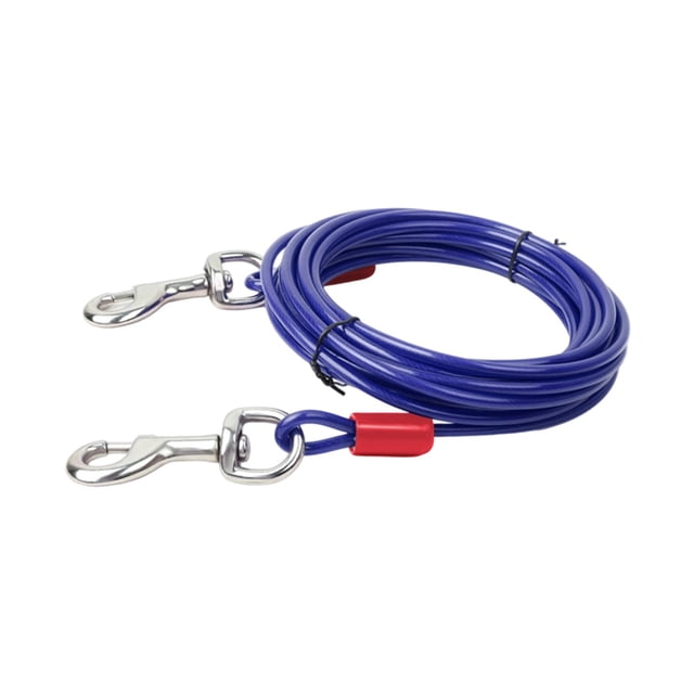 Heavy Duty Steel Wire Dog Leash for Small Medium Dogs Durable Double Hook Pet Tether Outdoor Training Secure Walking Control Chew Proof
