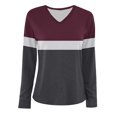 thumbnail image 3 of Pisexur Femmes Sweat à Capuche Mode Color Block Patchwork V Col Sweat-Shirts Décontractés à Manches Longues pour les Femmes Sweat-Shirt Oversize Léger Fluide pour les Femmes Pull Tops, 3 of 3
