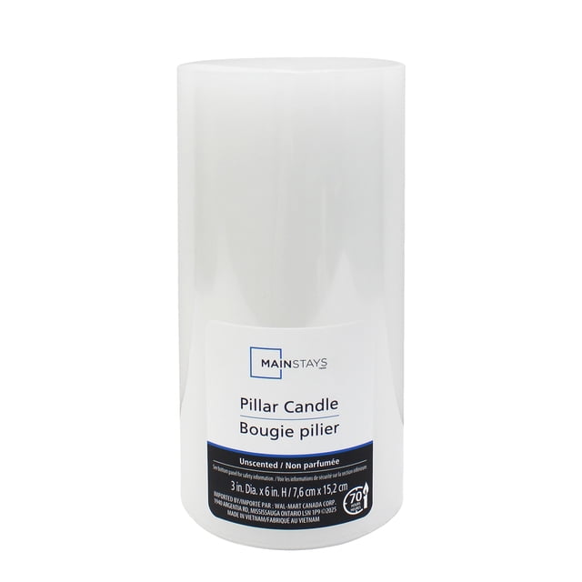 Mainstays Unscented White Pillar Candle