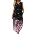 thumbnail image 4 of Lenago Robe Maxi Grande Taille pour Femmes Aguichant Mode pour Femmes Sans Manches Imprimée à Col en V avec Poches Gilet Robe Longue Robes d'Été de Plage en Liquidation, 4 of 7