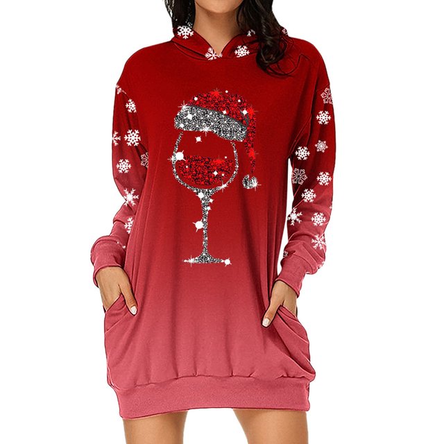 Femmes Hoodie Robe, Casual Skin Amical Tombé Épaule Manches Pull Hoodie Sweatshirt Robe Libre Correspondant à la Maison Rouge, Gris, Bleu Foncé, Noir Vieil Homme, Rouge Vieil Homme, Noir Élan