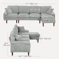 thumbnail image 3 of HOMCOM Changeable Sectional Sofa with Changeable Chaise Lounge, Grey, 3 of 10