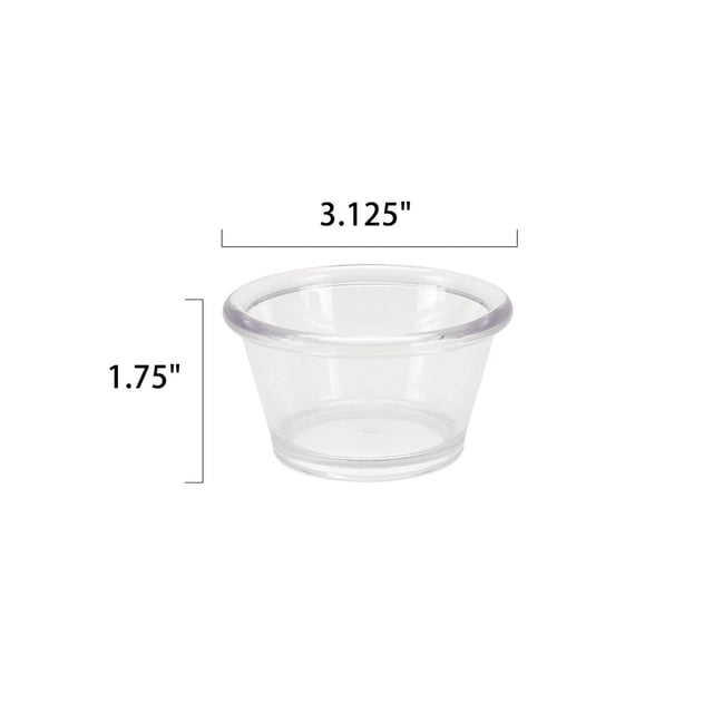 Mainstays Tasse à condiments en Plastique de 3,8 Onces 1 Pce, Tasse en Plastique Transparente Mesurant 3,125 Pouces de Diamètre et 1,75 Pouce de Hauteur, Idéale pour le Contrôle des Portions, la Préparation des Repas et le Service de condiments Ou de sauces dans la Cuisine et les Salle à Manger.