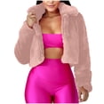 thumbnail image 1 of KIHOUT Womens Winter Outerwear Faux Fur Long Sleeve Crop Jacket Solid Color Shaggy Coat Open Front Cardigans, 1 of 3