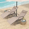 thumbnail image 4 of Gymax Chaise Longue de Patio à Glissière Fauteuil Inclinable Réglable Cadre en Métal Robuste Extérieur Brun, 4 of 9