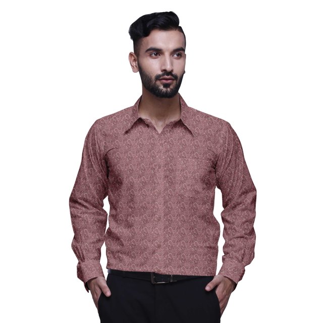 BESTMAN Cotton Formal Shirts For Men Slim Fit Printed Full Sleeve Shirts For Men