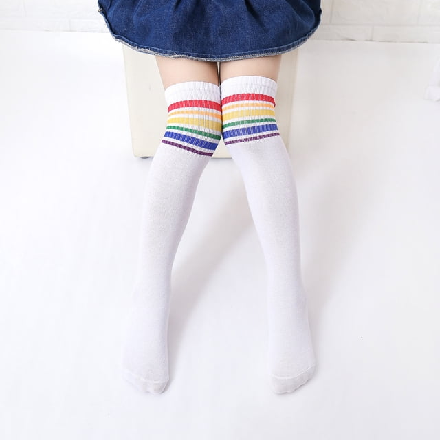 Dvkptbk Socks Children's Socks Cotton Colorful Student Over The Knee High Socks Fashion All-match Clothes on Clearance