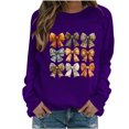 thumbnail image 3 of QATAINLAV Chandails à Manches Longues pour Femmes pour la Sensibilisation au Cancer du Sein, Mignon Chandail à Col Rond Imprimé Blouse 2025 Automne Tunique Décontractée Hauts Offres du Jour d'Aujourd'hui Violet TG, 3 of 5