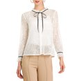 thumbnail image 2 of INSPIRE CHIC Women's Ruffled Collar Long Sleeve See Through Lace Button Down Shirt, 2 of 7