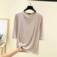 thumbnail image 2 of Timegard Hauts pour Femmes Col Rond Manches 3/4 Blouse Ample Confortable Décontractée Couleur Unie Pyjama T-Shirt Hauts, 2 of 6