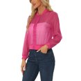 thumbnail image 4 of INSPIRE CHIC Blouson Bomber Léger Transparent à Fermeture Éclair à Manches Longues pour Femme Rose Vif G, 4 of 5