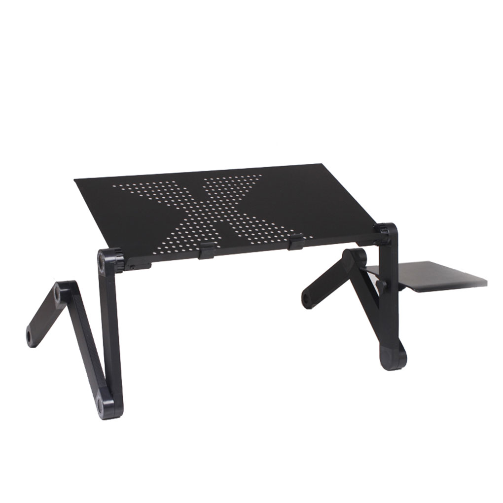 Table pour Ordinateur Portable Ajustable 15kg Support pour Notebook Métal Pliable à 360°, Noir, Trou d'Air