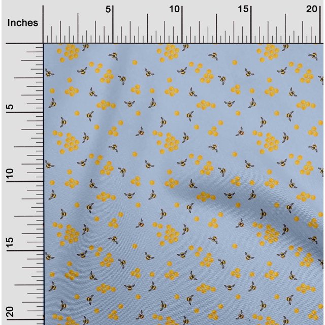 oneOone Cotton Poplin Fabric Honeycomb & Honey Bee Insect Print Sewing Fabric BTY 56 Inch Wide