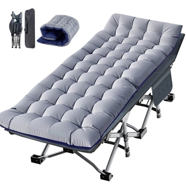 Slsy Lit Pliant avec Matelas à Deux Côtés de 3,3 Pouces, Lits de Camping Pliants de 75 Pouces* 28 Pouces avec Sac de Transport, Lit de Couchage Pliant Lit d'Appoint