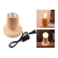 thumbnail image 3 of E27 Wooden Base Table Lamp Bulb Socket Holder Night Light Bedside Light 10x8x5.5cm, 3 of 8