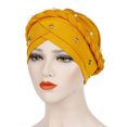 thumbnail image 2 of Women Beading Braid India Hat Muslim Ruffle Cancer Chemo Beanie Turban Wrap Cap, 2 of 9