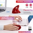 thumbnail image 4 of 2.4G Wireless Vertical Ergonomic Optical Mouse SGEYR USB Bluetooth 800/1200/1600 DPI 6 Buttons-Red, 4 of 8