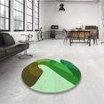 thumbnail image 4 of Ahgly Company Tapis d'Intérieur Rond Lavable en Machine Vert Jade Transitionnel, 7 Pieds Rond, 4 of 7