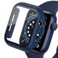 thumbnail image 1 of 2 pack Case Built in Tempered Glass Screen Protector Compatible with Apple Watch Series 44mm 40mm 45 mm 41mm , Matte PC Case Bumper Overall Protective Cover for iwatch series 6 5 4 7 SE 3 2 1, 1 of 6