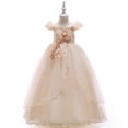 thumbnail image 2 of WEAIXIMIUNG Robes Florales pour Ados 10-12 Robe pour Enfants Robe Ligne Épaule Fille Robe de Performance Longue Robe à Pommeau Robe de Fête, 2 of 4