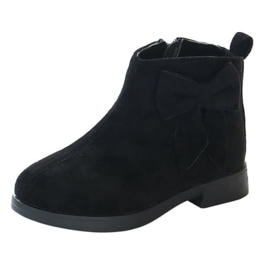 BYHONG Girls Shoes Fashion Solid Color Short Boots Non Breathable Women Boots Black 13.5