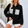 thumbnail image 4 of LOVZFMLL Jackets for Women's Fashion Color Lapel Look Slimmer Sleeve Denim Jacket, 4 of 6