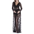 thumbnail image 2 of Ketyyh-chn99 Robe de Maternité Femmes Enceintes Séance Photo Dentelle Longue Robe Femmes Enceintes Ouverture devant Robe en Dentelle Noir,TTG, 2 of 5