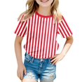 thumbnail image 1 of GDREDA T-Shirt Graphique à Manches Courtes Rayé de Carnaval pour Garçons, Chemise de Fête Colorée, Haut Décontracté Confortable pour Enfants Rouge,160, 1 of 4