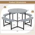 thumbnail image 3 of Costway Round Picnic Table Bench Set with 4 Benches Umbrella Hole All Weather Tabletop Gray, 3 of 10