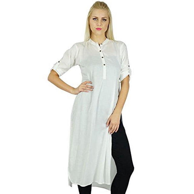 Bimba Kurti Classique en Coton pour Femmes, Manches 3/4, Blouse Longue Formelle Personnalisée