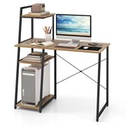 Gymax Home Office Desk Computer Desk w/ Bookshelf Host Stand Metal Frame Study Desk