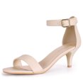 thumbnail image 1 of BLISSFUL STEP Women's Kitten Heel Ankle Strap Open Toe Sandals, 1 of 7