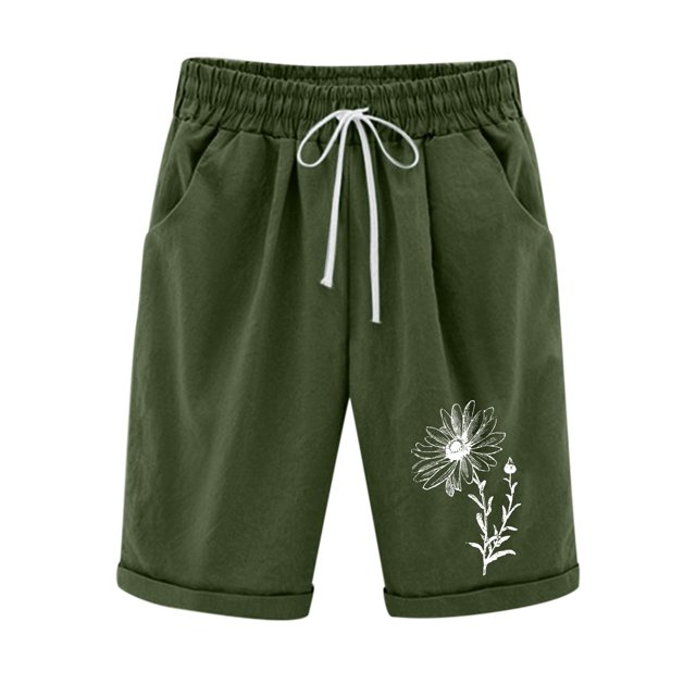 Birdeem Shorts Imprimés pour Femmes Taille Élastique pour Décontracté avec Poches