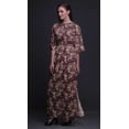 thumbnail image 4 of Bimba Robe Longue d'Été en Rayonne à Imprimé Floral Feuilles et Camélias, Manches Kimono, Fente, XXX-Grand, 4 of 6