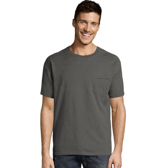 Hanes Mens ComfortWash Garment Dyed Short Sleeve Pocket Tee, S