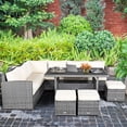 thumbnail image 3 of Gymax 7PCS Rattan Patio Sectional Sofa Set Conversation Set w/ White Cushions, 3 of 10