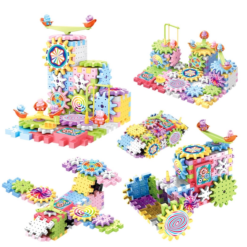 Electric Building Block Educational DIY Gear Building Block Stacking Toy for Kid