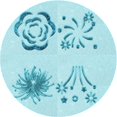thumbnail image 1 of Ahgly Company Tapis d'Intérieur Lavable en Machine Carré Transitionnel Bleu Électrique, 3 Pieds Carré, 1 of 7