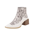 thumbnail image 2 of Women's Winter Square Toe Serpentine Leather Stitching High Heel Zipper Ankle Boots, 2 of 9