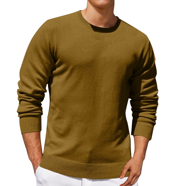 Jalioing Men's Crew Neck Sweaters Casual Basic Long Sleeve Pullover Sweater Fall Winter Solid Color Knit Shirts