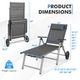 thumbnail image 2 of Gymax Fauteuil Inclinable de Patio Extérieur Chaise Longue Pliante Réglable avec 2 Roues, 2 of 9