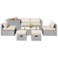 thumbnail image 2 of Costway Ensemble de Mobilier de Terrasse en Rotin 8 Pcs Housse de Rangement Imperméable Blanc Cassé, 2 of 10