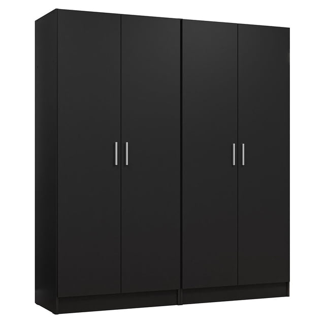 Madesa Armoire de Rangement à 4 Portes avec Grand Espace de Tablettes 63"L Armoire Utilitaire Placard Unité d'Organisation pour l'Entrée et la Chambre - Noir