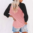 thumbnail image 4 of Plebaso Chemises à Manches 3/4 pour Femmes Col Rond Tops à Blocs de Couleur Décontractés Amples Blouses pour Femmes, 4 of 4