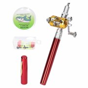 Portable Telescopic Mini Fishing Rod Set Pocket Pen Shape Folding Fishing Rod Kit with Reel Wheel