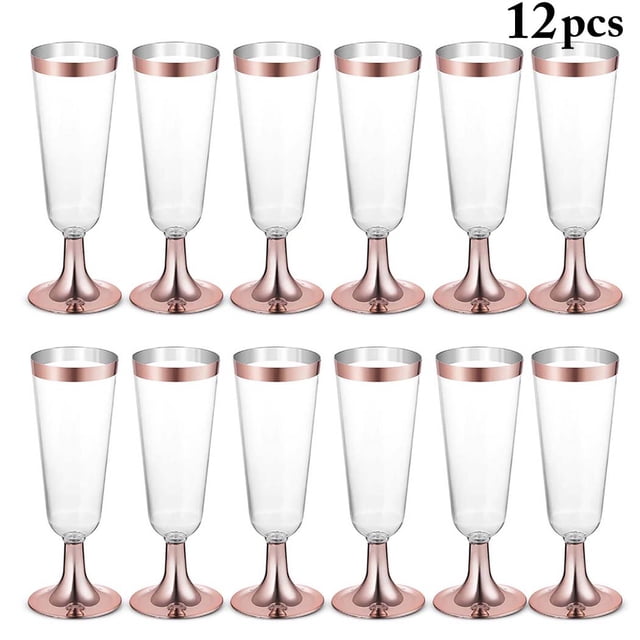 12PCS Champagne Flute Creative Disposable Plastic Wedding Cup Champagne Glass