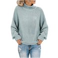 thumbnail image 1 of Yuyuzo Womens Sweaters Plus Size Chunky Knit Sweater High Neck Long Sleeve Oversized Pullover Tops, 1 of 6